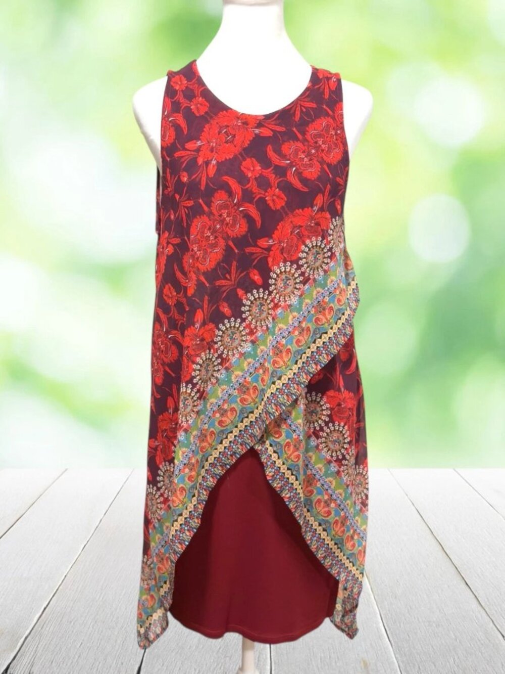 Desigual Asymmetrical Women's Dress in Deep Red